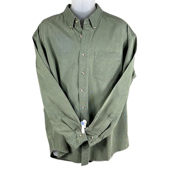 L.L. Bean Mens XL Kelly Green Heavyweight Button Shirt Long Sleeve Jamaica Made - Picture 4 of 16
